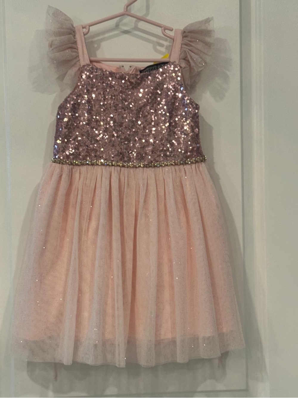 Girls' Pink Sequin & Tulle Party Dress